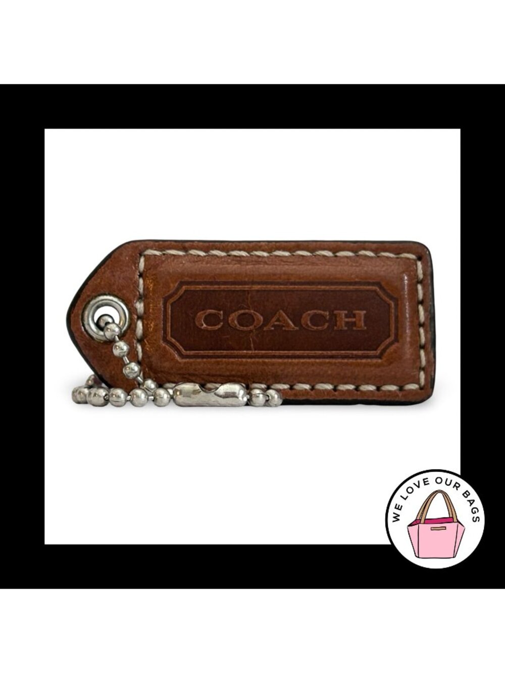 COACH Y2K VINTAGE Hang Tag 2" British Tan Brown Leather Bag Charm Keychain Fob